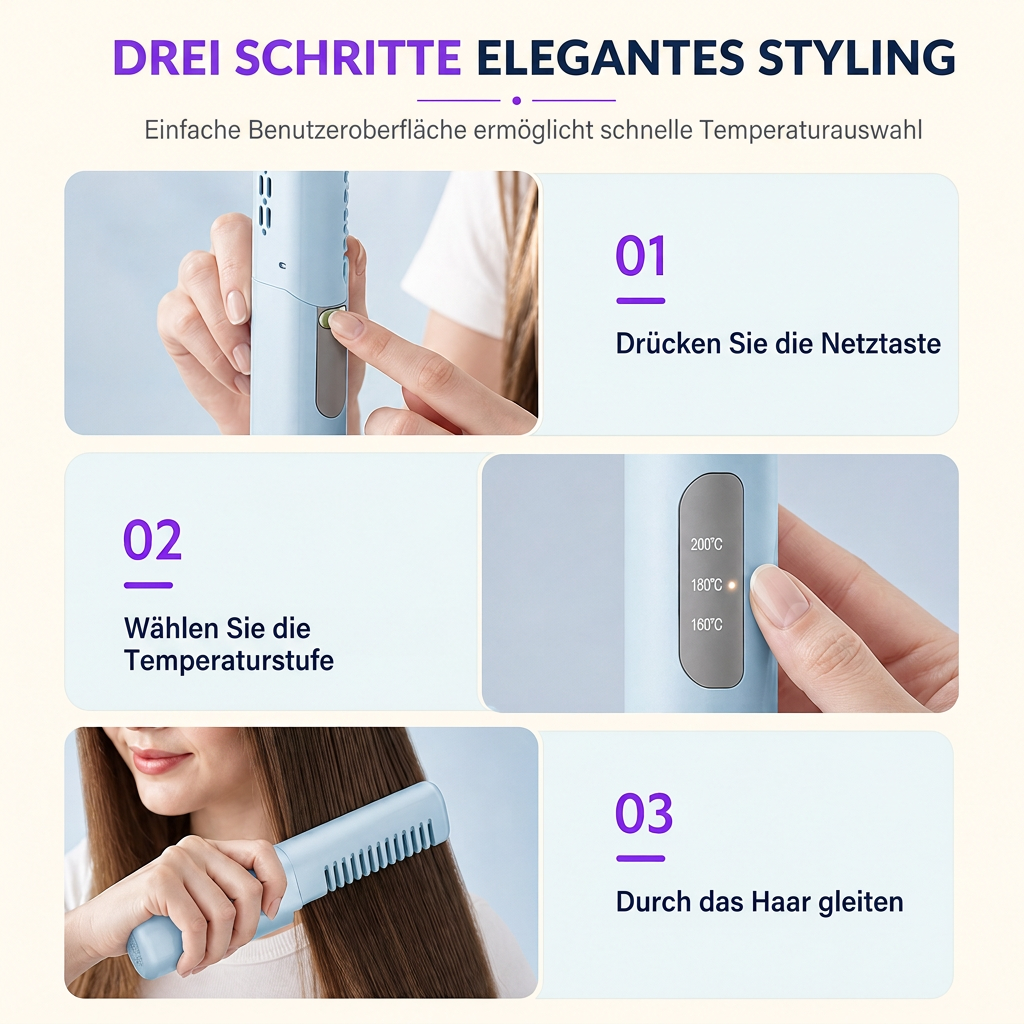 💇 50% RABATT! ✨ 2-in-1 Glättbürste & Lockenstab – Kabellos, mini & für Reisen ✨