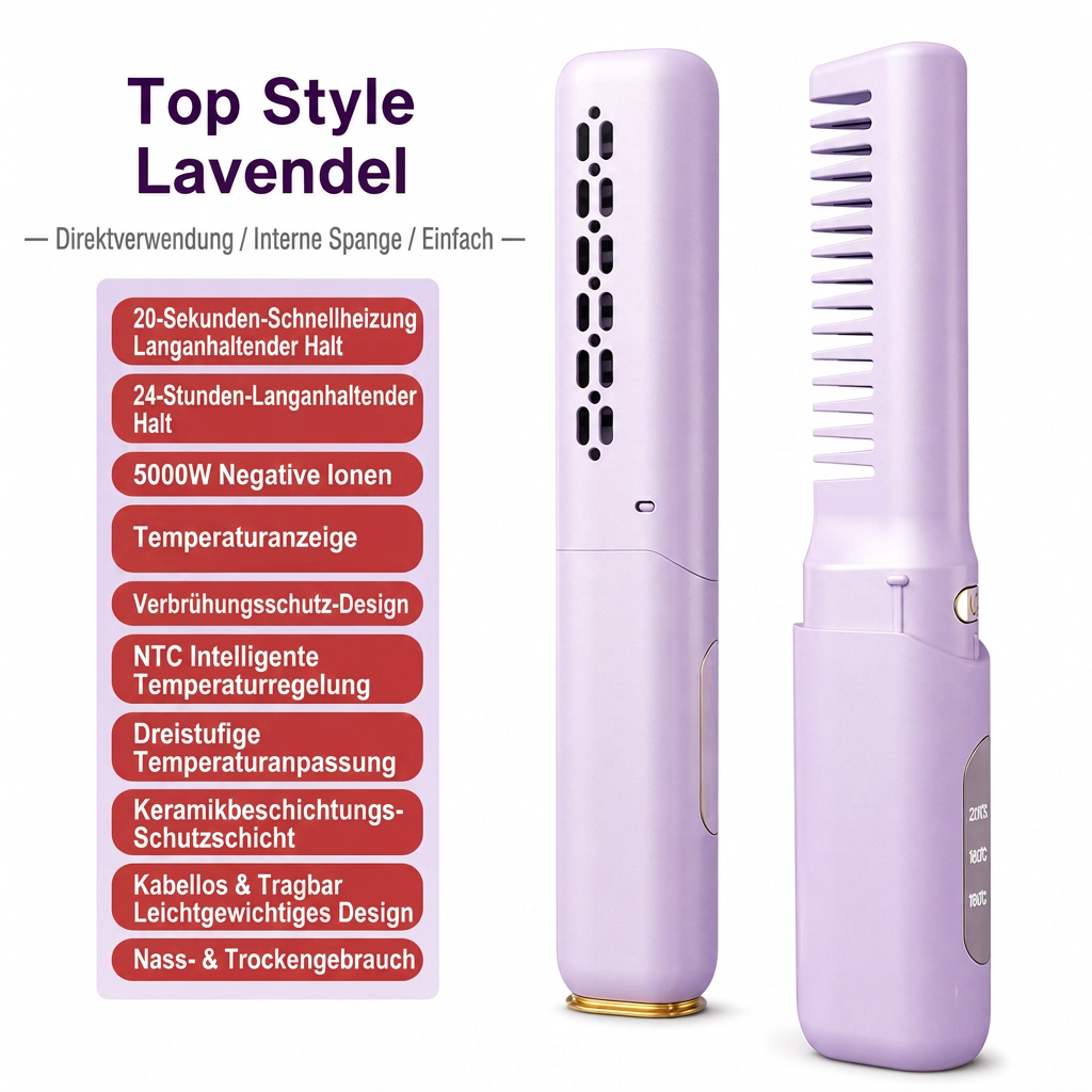 💇 50% RABATT! ✨ 2-in-1 Glättbürste & Lockenstab – Kabellos, mini & für Reisen ✨