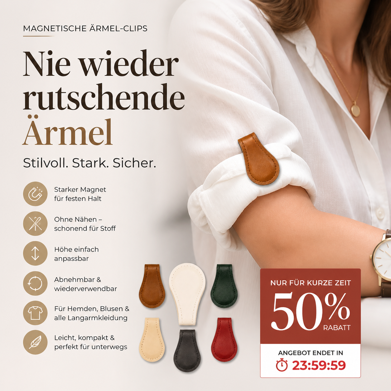 👕 Magnetischer Manschetten-Fixierer, Ärmelverkürzer für Hemden