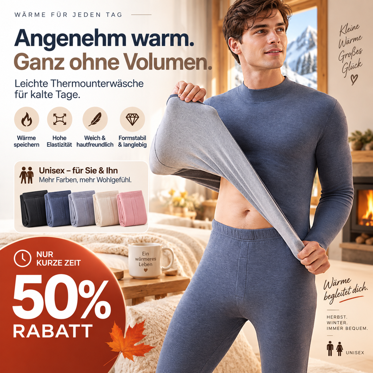 🧣 Herbstunterwäsche-Set für Damen und Herren