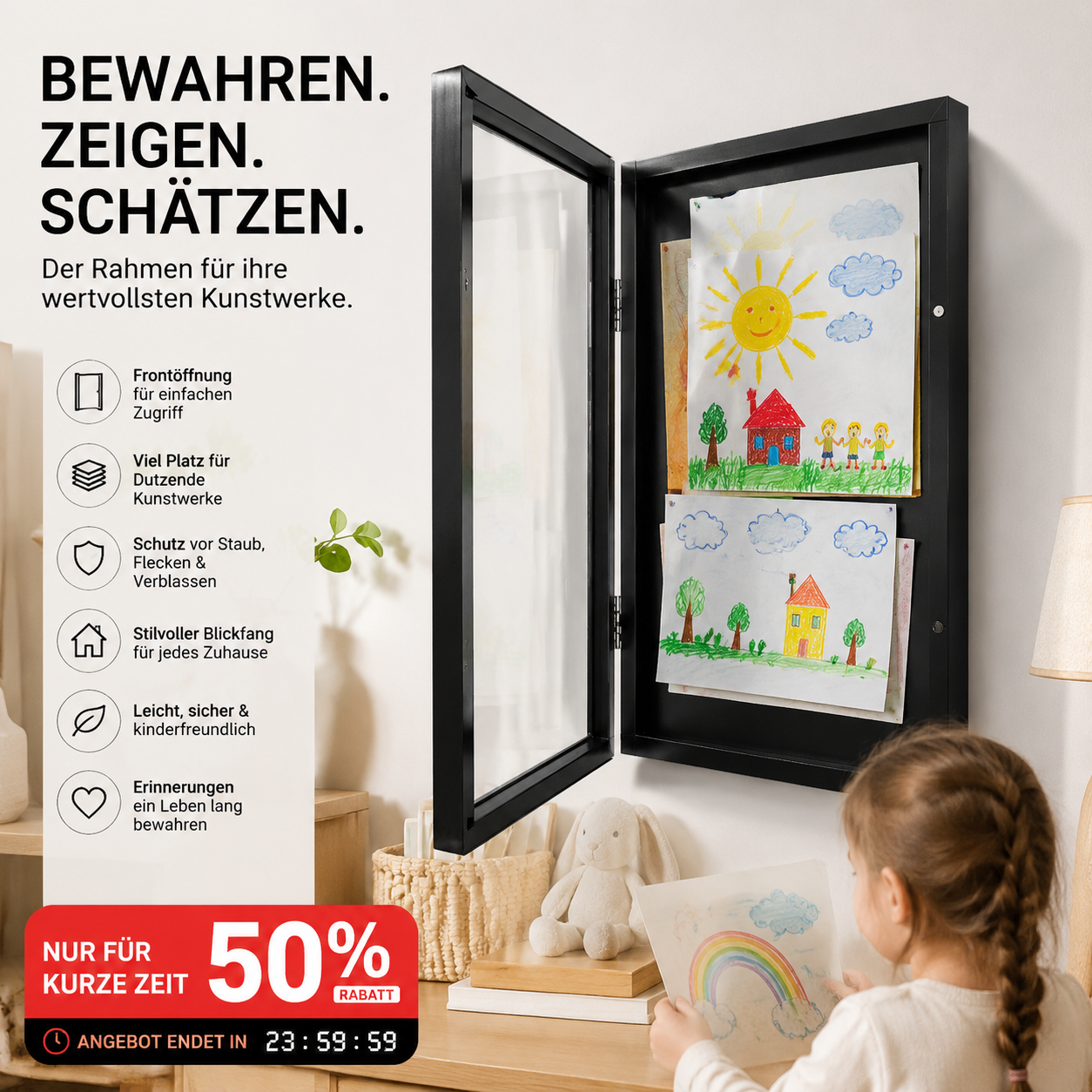 🔥 -50% Heute 🖼️ Bilderrahmen zur Aufbewahrung von Kinderkunstwerken