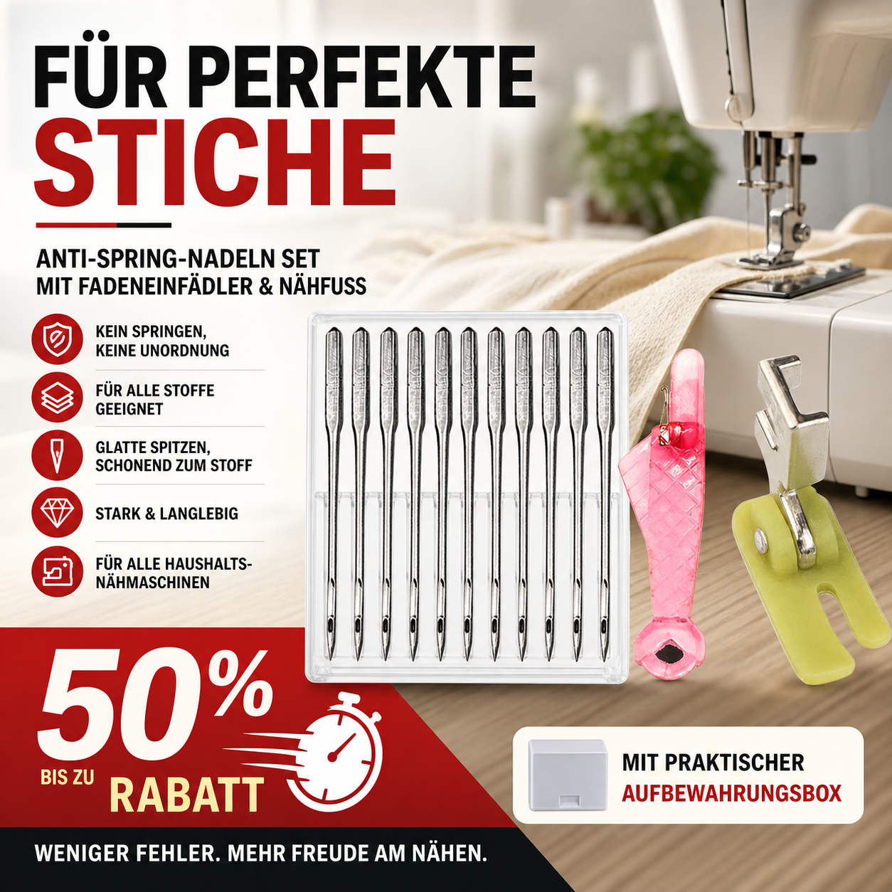 🧵 Nähmaschinennadeln Set gegen Sprungstiche