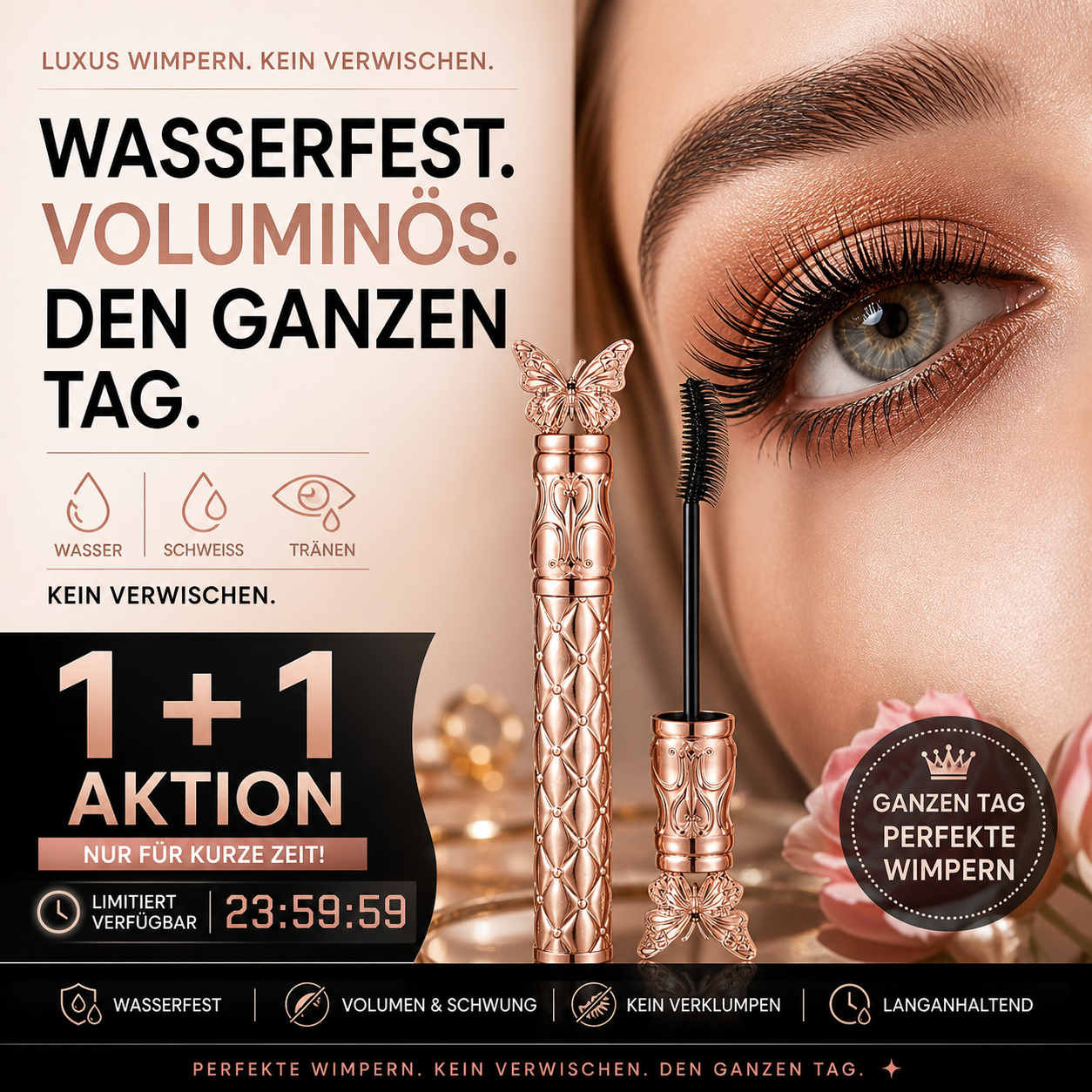 Wasserfeste Mascara für langanhaltenden Schwung