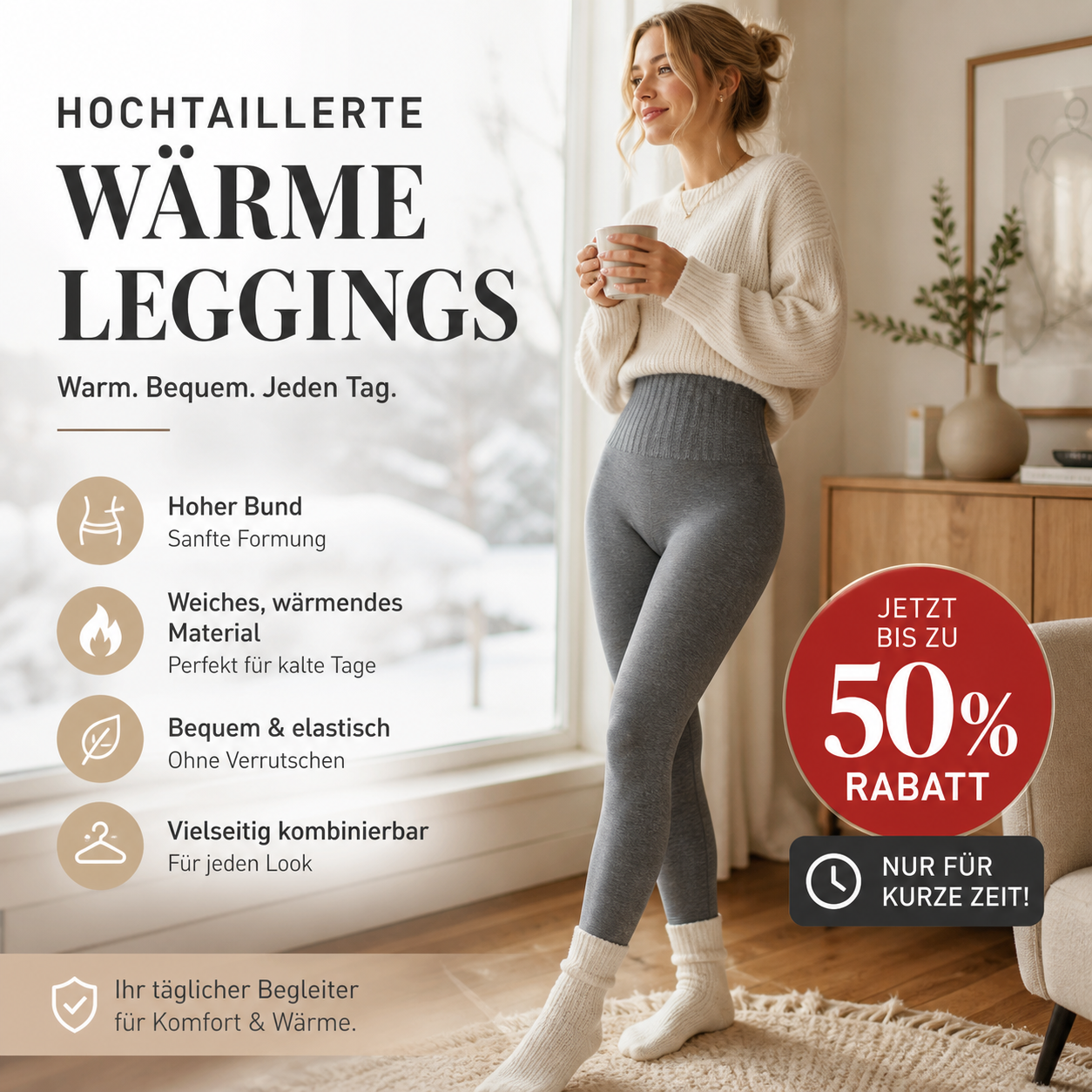 👖 Moderne schlichte warme Leggings