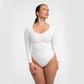 Creamy Fabrics – Bodysuit Sculpting Shapewear Langarm mit String