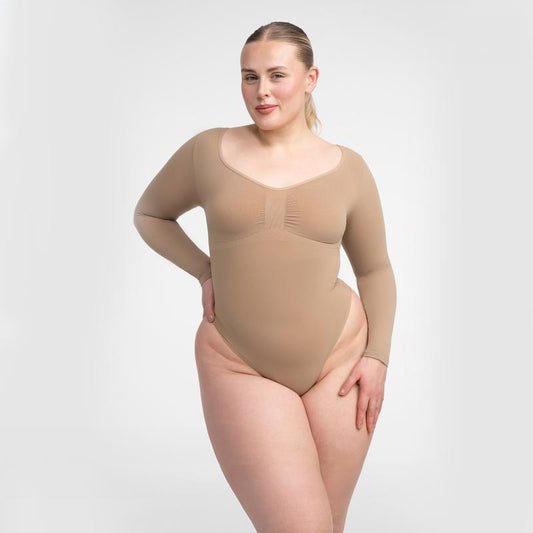 Creamy Fabrics – Bodysuit Sculpting Shapewear Langarm mit String