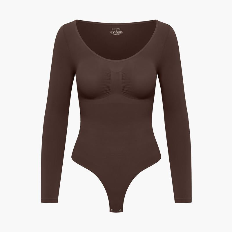 Creamy Fabrics – Bodysuit Sculpting Shapewear Langarm mit String