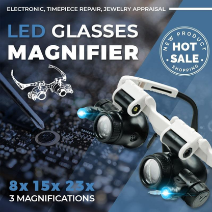 🔍👓 LED-Lupenbrille – 23-fache Vergrößerung 💡✨ hell & handsfree. Ideal für Präzisionsarbeiten, Löten, Basteln. Jetzt 50% RABATT sparen!